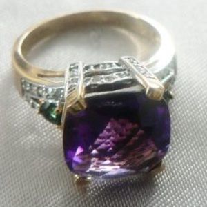 Amethyst 14k over size diamond ring